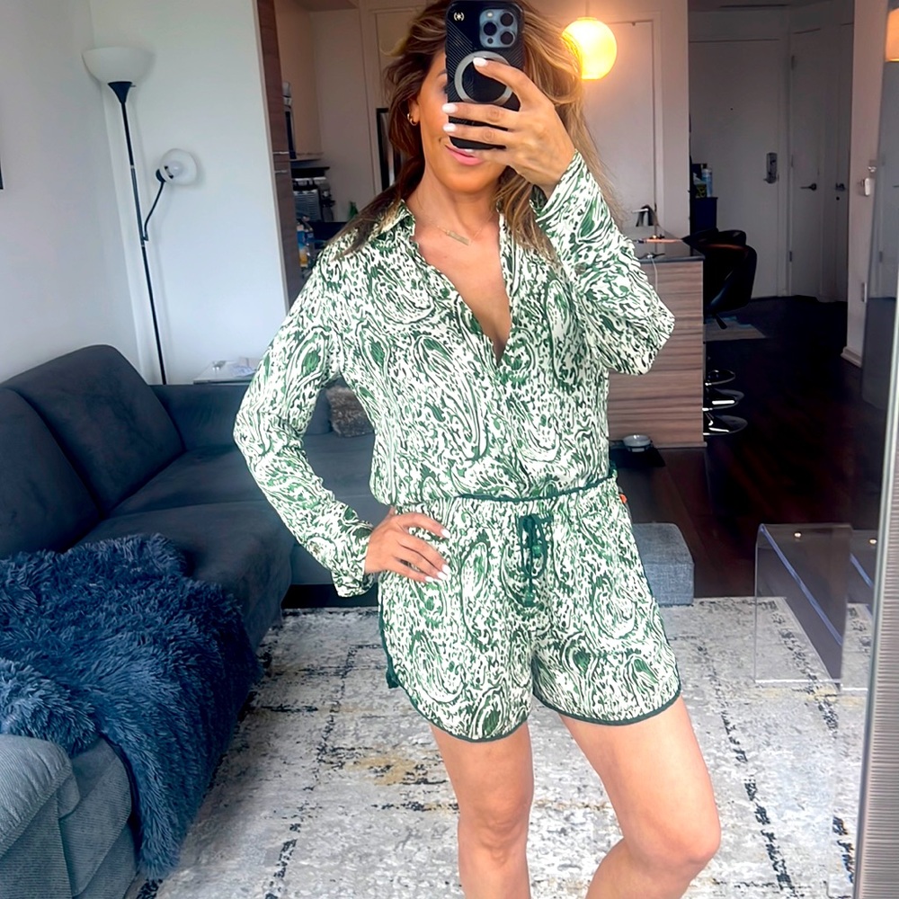 2 piece extra small shorts and button down shirt from Zara. Soft silky material.